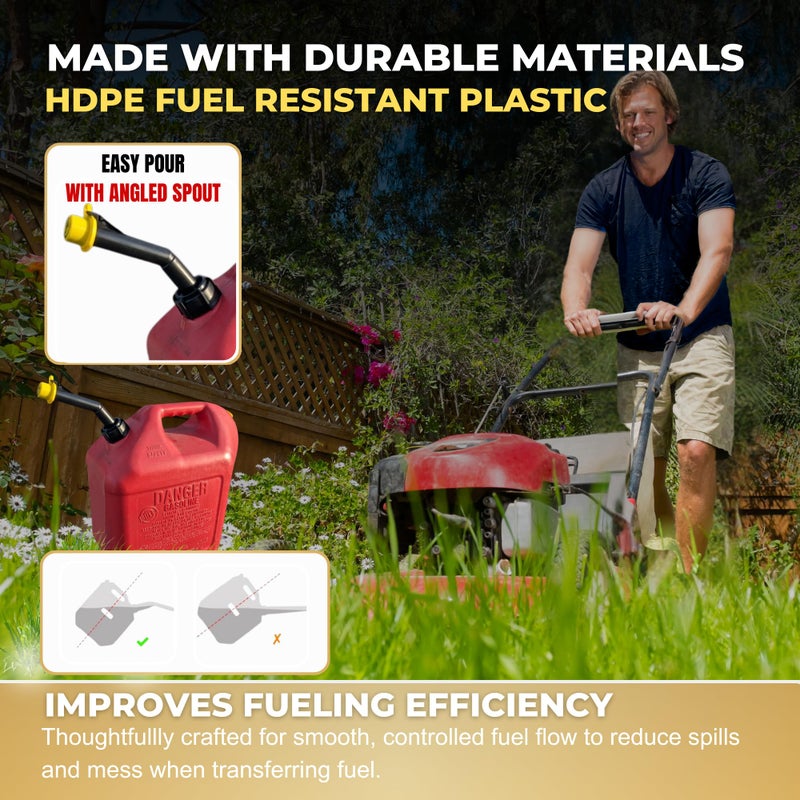 Mr. Yellow Cap Mr Yellow Cap Gas Can Spout Replacement For ðŽð¥ð ð’ð­ð²ð¥ðž ðð¥ð¢ð­ð³ ð‚ð¨ð§ð­ðšð¢ð§ðžð«ð¬ ðŽðð‹ð˜ - 2 Gas Can Nozzle, 2 Gas Caps & 2 Thread Rings, Fuel Can Spout Replacement, Gas Tank Nozzle - Image 4